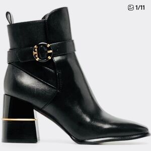 Tory Burch Multi Logo Buckle Boot Size 8.5